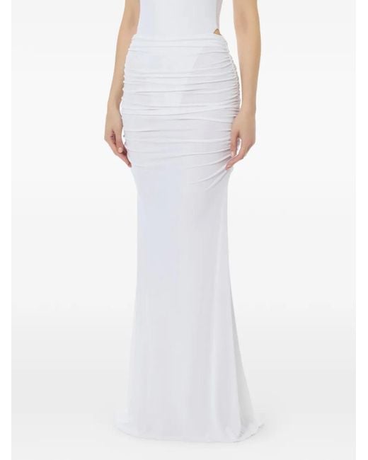 Elisabetta Franchi White Draped Detail Maxi Skirt