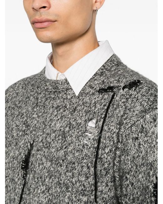 Atomo Factory Gray Distressed Marl-Knit Sweater for men