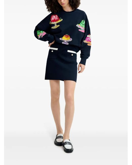 Essentiel Antwerp Blue Hake Cake Sequin Embellished Sweatshirt