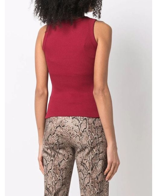 Styland Geribbelde Tanktop in het Red