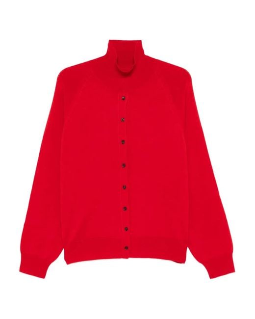 Cordera Red Roll-Neck Cardigan