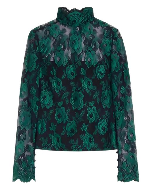 Valentino Garavani Green Floral Lace Blouse