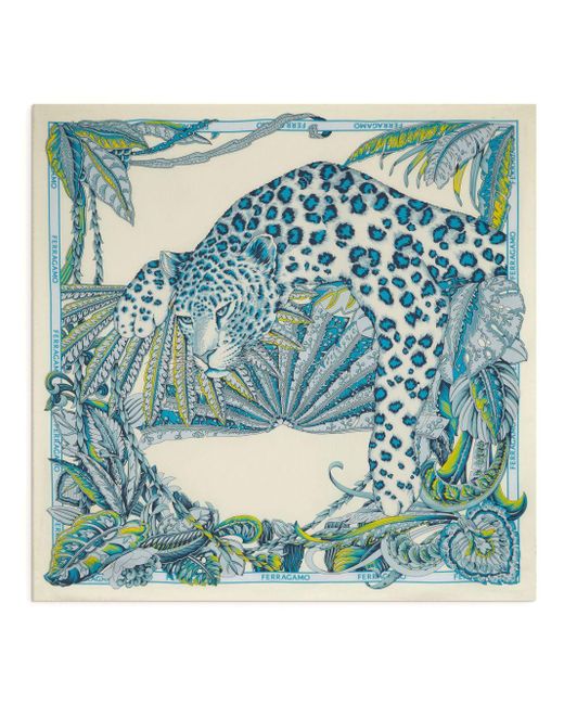 Ferragamo Blue Togo-print Silk Scarf