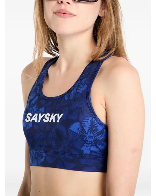 Saysky フローラル スポーツブラ Blue