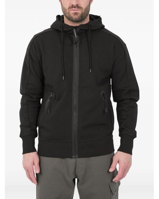 C P Company Black Hooded Zip Jacket for men