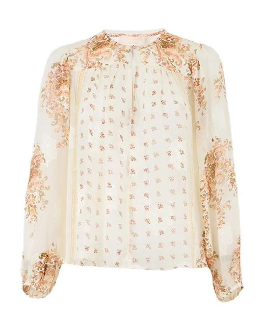 Ulla Johnson Natural Aster Long-Sleeve Blouse