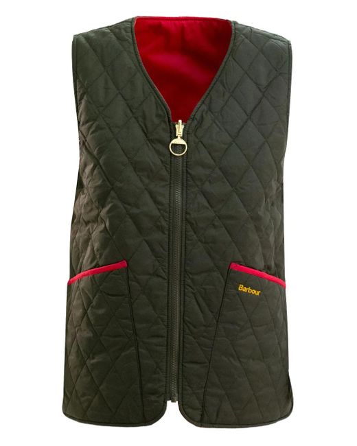 Barbour Bodywarmer Met Diamantvormige Voering in het Green