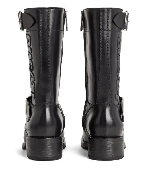 DSquared² Black X Ducati Leather Biker Boots for men