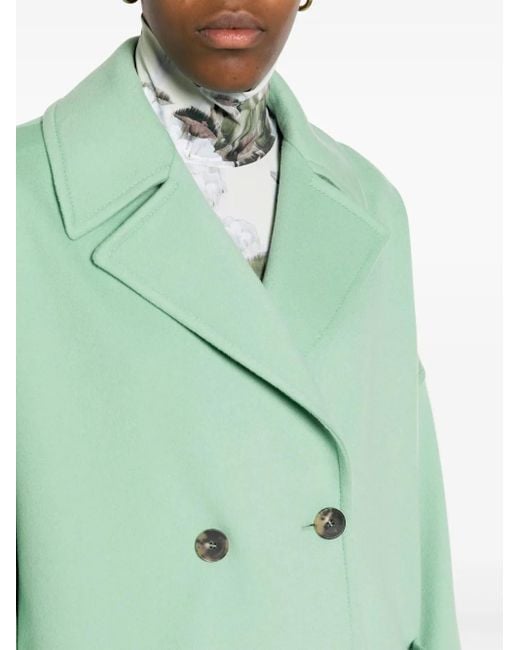 Alberto Biani Green Double-Breasted Virgin Wool Coat