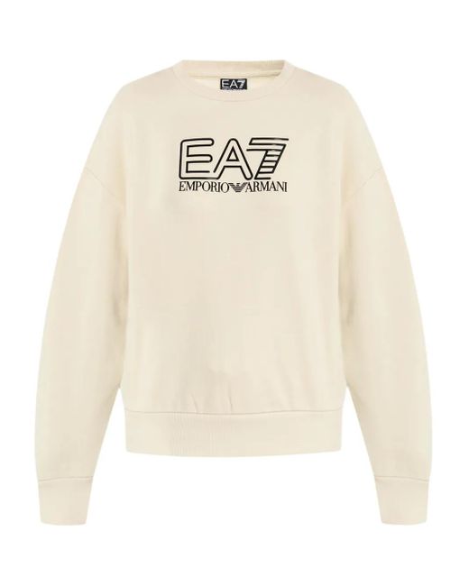 EA7 White Sweatshirt Mit Logo-Print