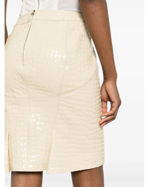 Tom Ford Natural Patent Crocodile-Embossed Mini Skirt
