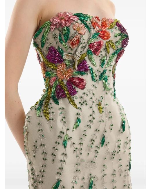 Gemy Maalouf White Embroidered Strapless Mini Dress
