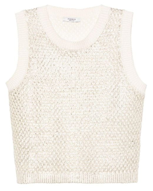 Peserico Natural Metallic-effect Knitted Top