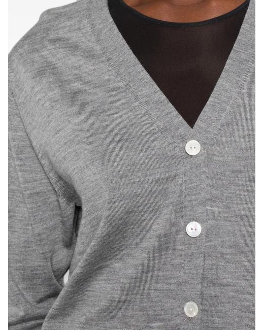 Max Mara Gray Canditi V-Neck Button-Up Cardigan