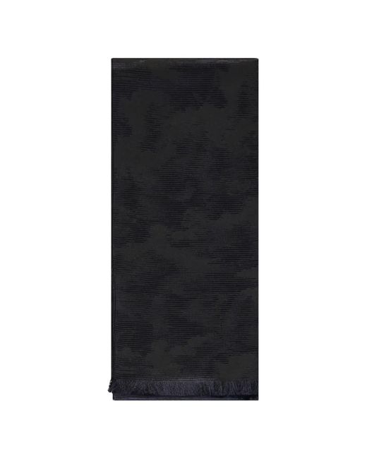 Zegna Black Jacquard Frayed Scarf for men