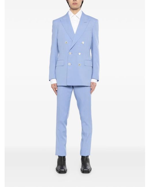 Tom Ford Blue Double-Breasted Blazer for men
