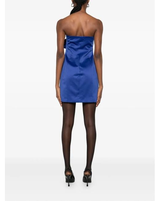 ROTATE BIRGER CHRISTENSEN Blue Bow Detail Strapless Mini Dress
