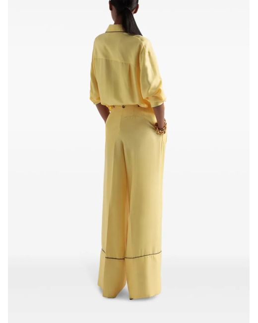 Bally Yellow Silk Tailored Trousers
