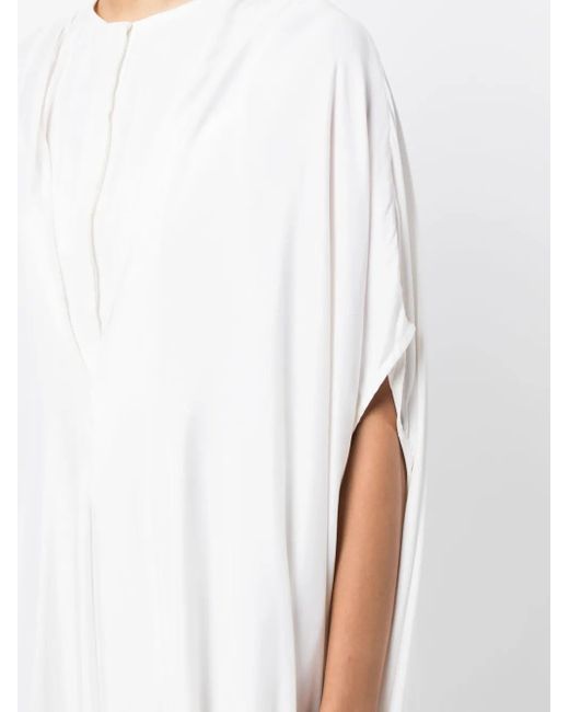 Bambah White Draped Short-Sleeve Kaftan Dress