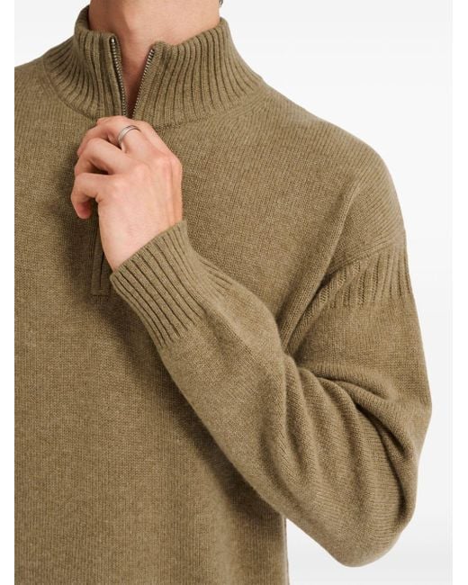 Pringle of Scotland Natural Zip-Up Cashmere Jumper for men