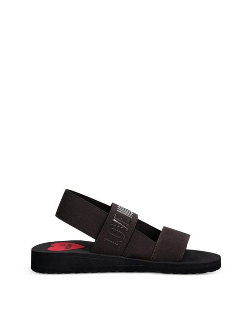 Love Moschino Black Logo-Print Elasticated Sandals