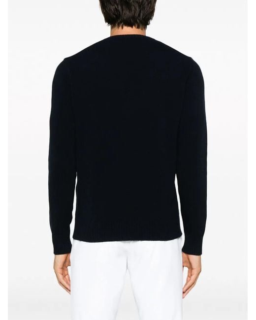 Roberto Collina Blue V-Neck Merino Wool Jumper for men