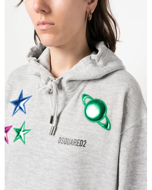 DSquared² White Cool Patch-Detail Hoodie