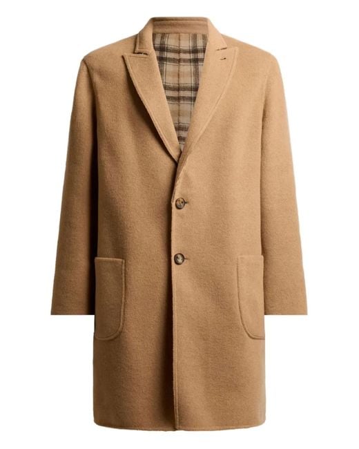 Etro Brown Checked-Pattern Reversible Coat for men