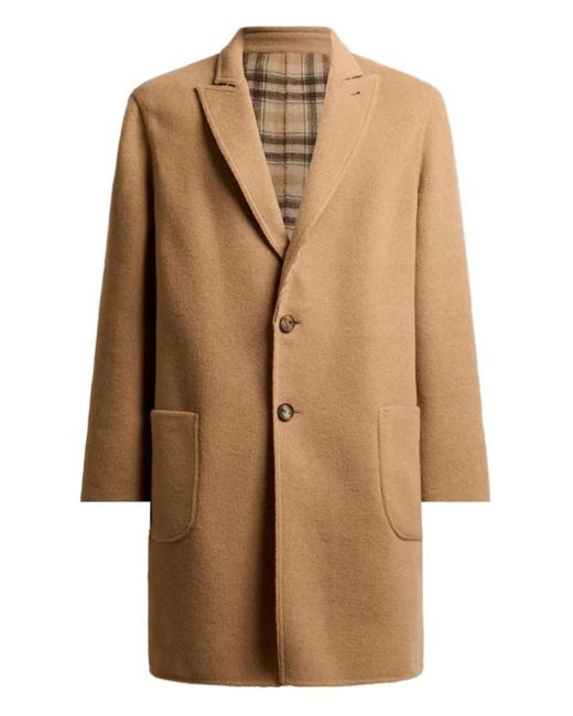 Etro Brown Checked-Pattern Reversible Coat for men
