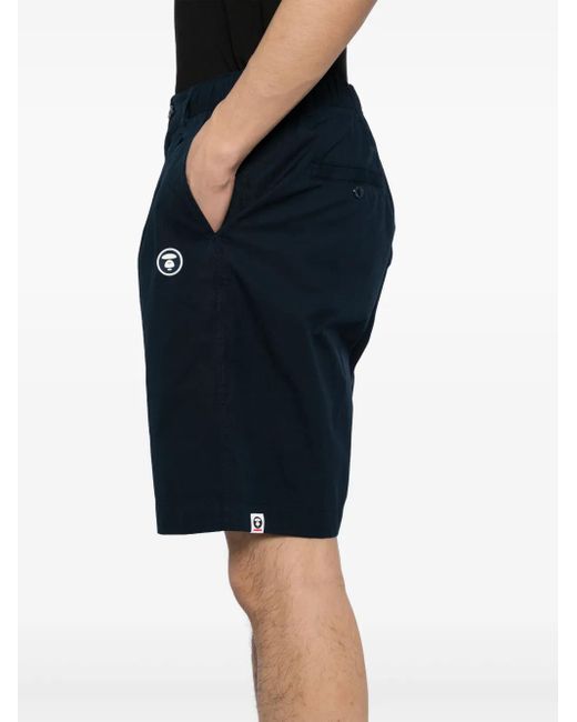 Aape By A Bathing Ape Blue Moonface Logo Shorts for men