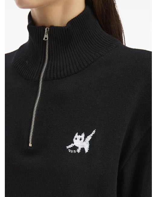 Izzue Sweater Met Borduurwerk En Halve Rits in het Black