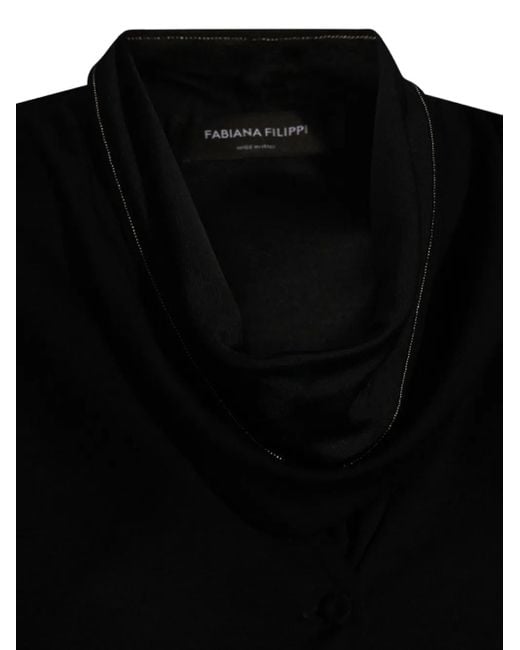 Fabiana Filippi Black Cowl-Neck Button Top