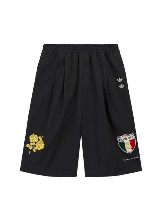 Willy Chavarria Black X Adidas Logo-Patch Twill Shorts for men