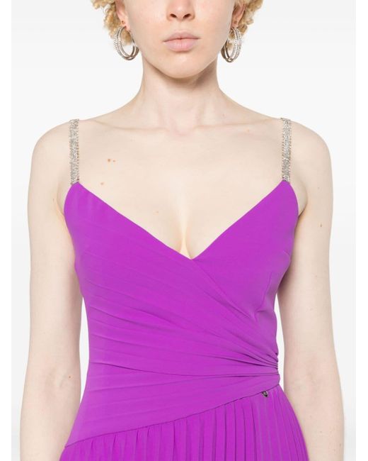Nissa Purple Sleeveless Pleated Midi Dress