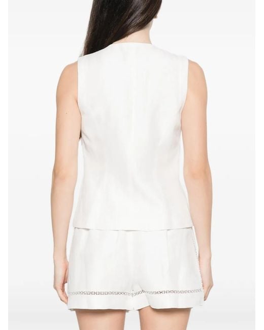 Maje White Button-Detailed Vest