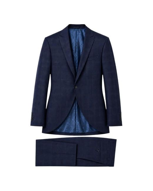 ROBERTO VINCENTI Blue Check-Pattern Button-Detail Suit for men