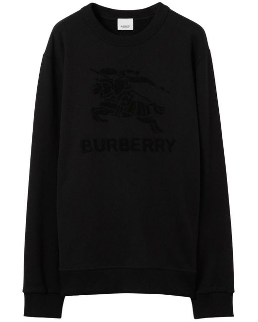Burberry Black Equestrian Knight Cotton Sweatshirt for men