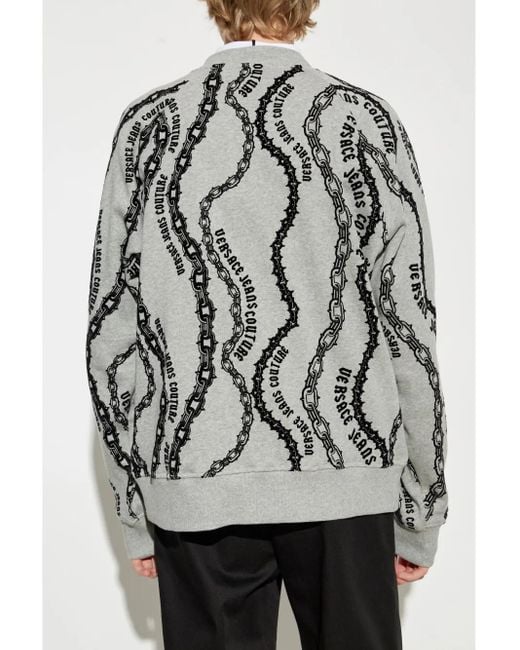Versace Jeans Couture Gray Chain Link-Print Sweatshirt for men