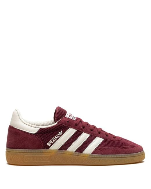 Adidas Red Corduroy Suede Lace-Up Sneakers