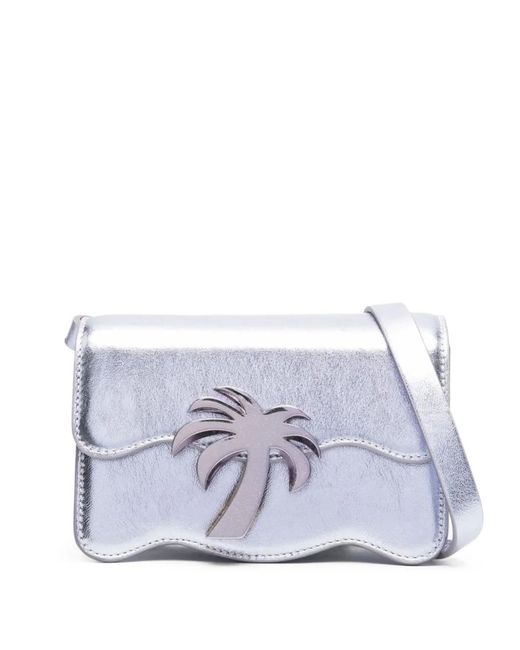 Palm Angels White Palm Beach Metallic-Effect Shoulder Bag