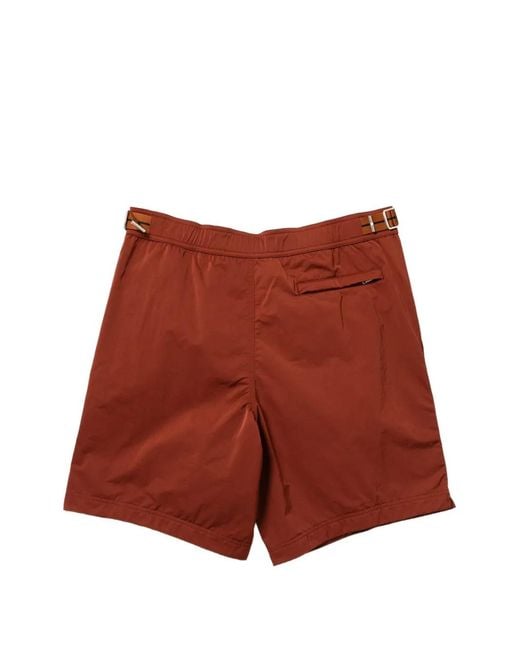 Zegna Red Buckle-Fastening Swim Shorts for men