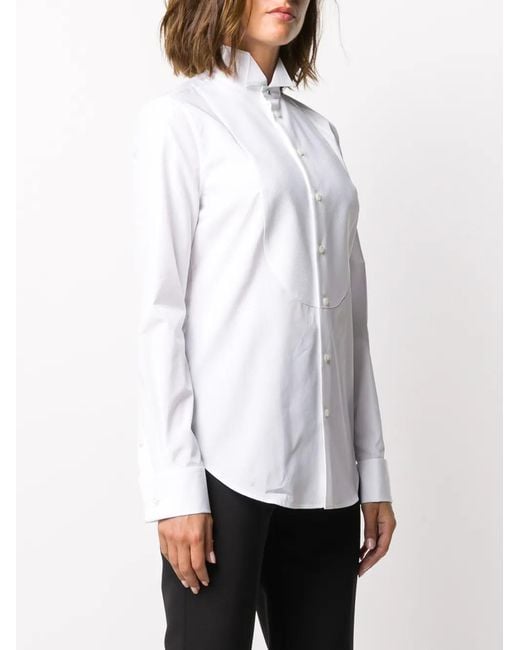 Ralph Lauren White Wingtip-Collar Tuxedo Shirt