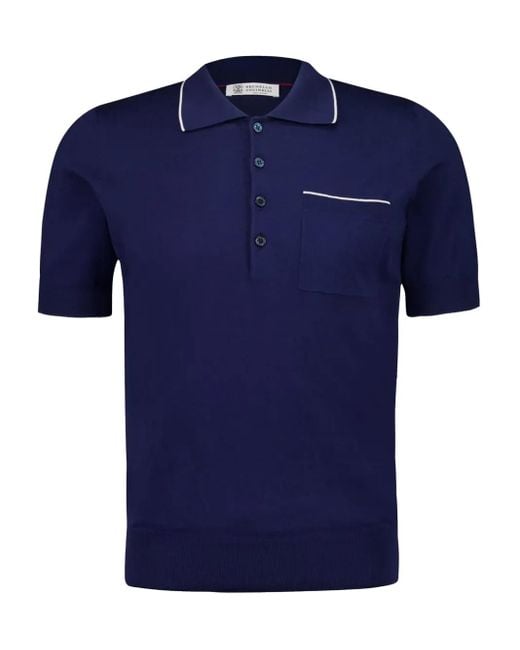 Polo con bolsillo en el pecho Brunello Cucinelli de hombre de color Blue