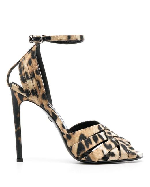 Roberto Cavalli Metallic Leopard-print Leather Sandals