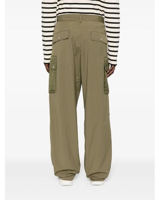 Moncler Green Appliqué-Logo Cargo Trousers for men