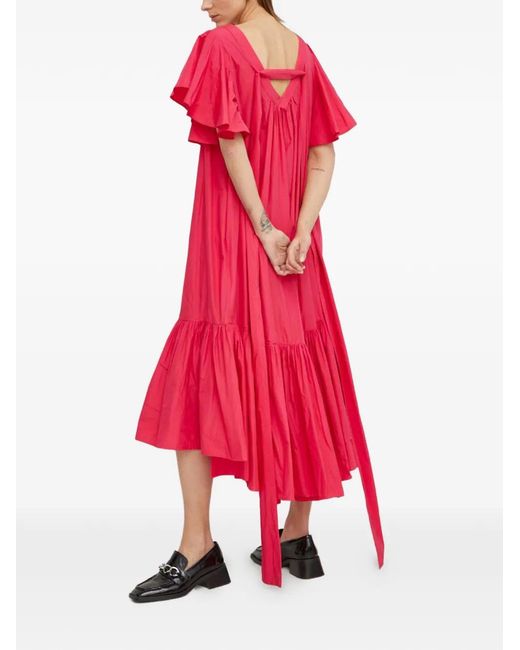 MMC Studio Red Ruffled Tie Mania Dress