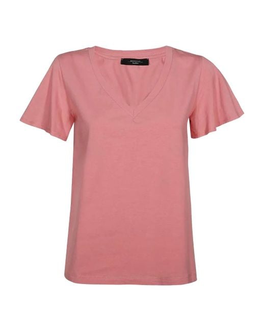 Weekend by Maxmara T-Shirt Met V-Hals En Flared Mouwen in het Pink