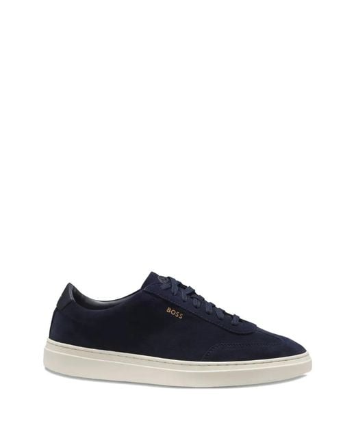 Boss Blue Kieran Suede Sneakers for men