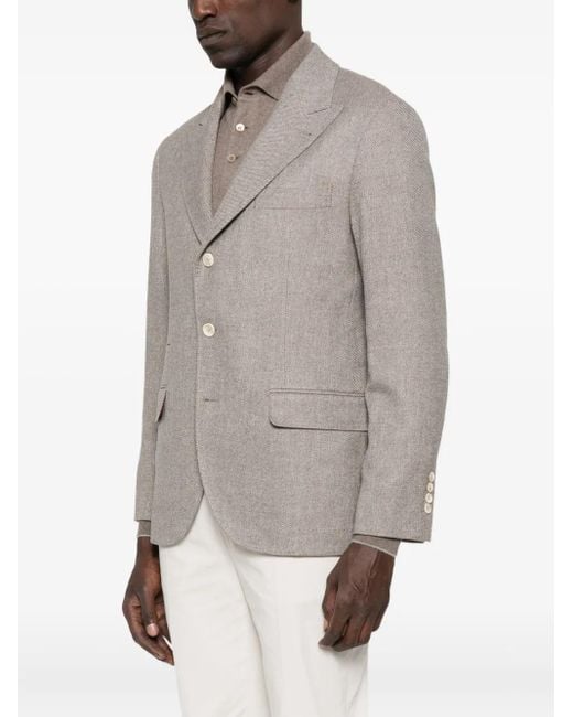 Brunello Cucinelli Gray Three-Button Wool Blazer for men