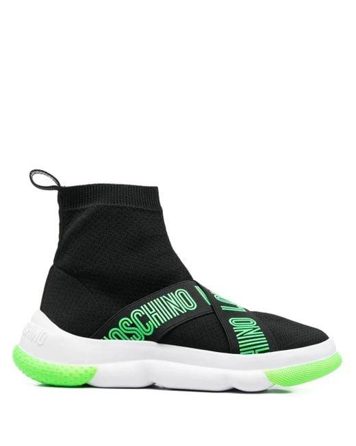 Zapatillas altas con correa con logo Love Moschino de color Green